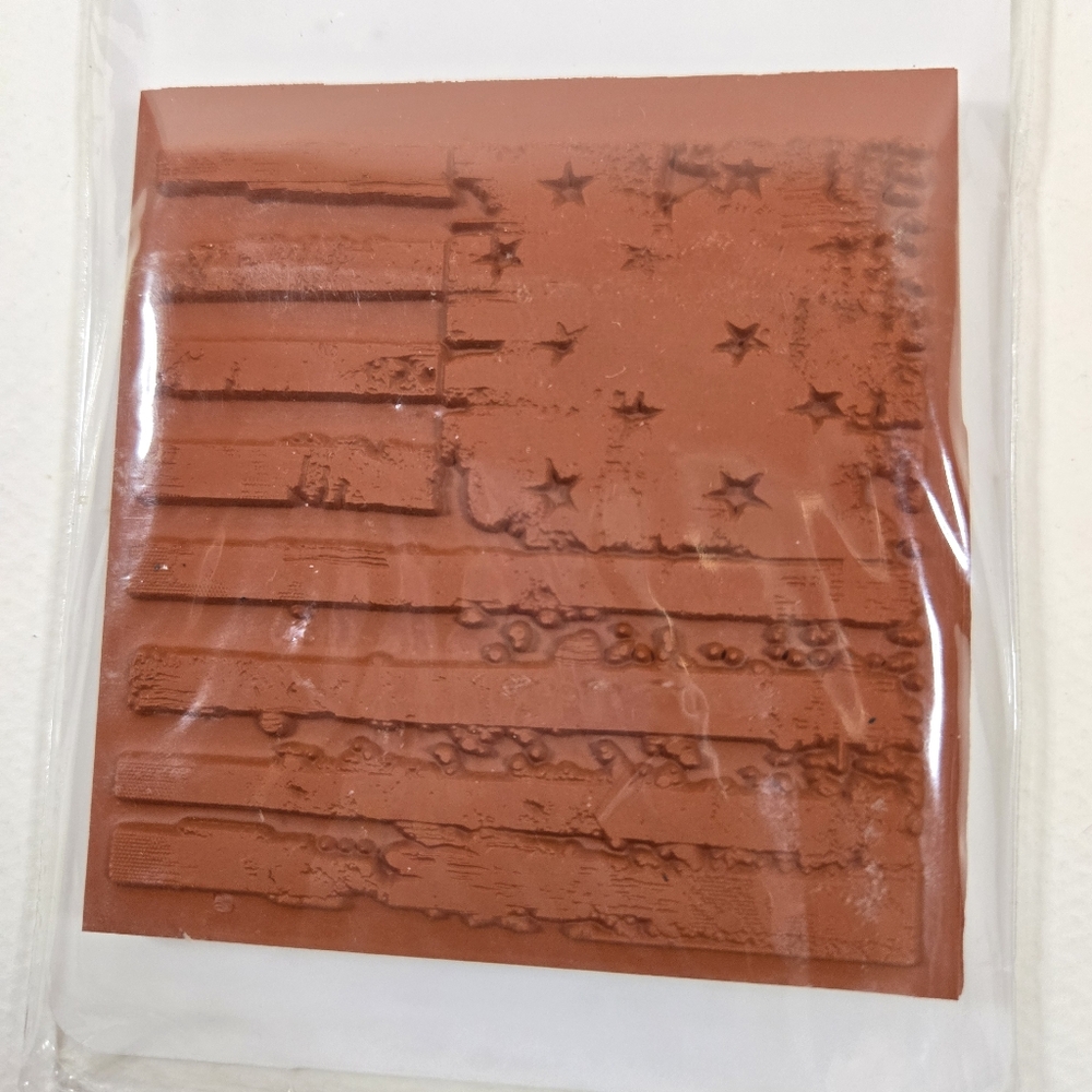 American Flag Embossing Stamp. Deep Red Clingstamps US Flag Stamp